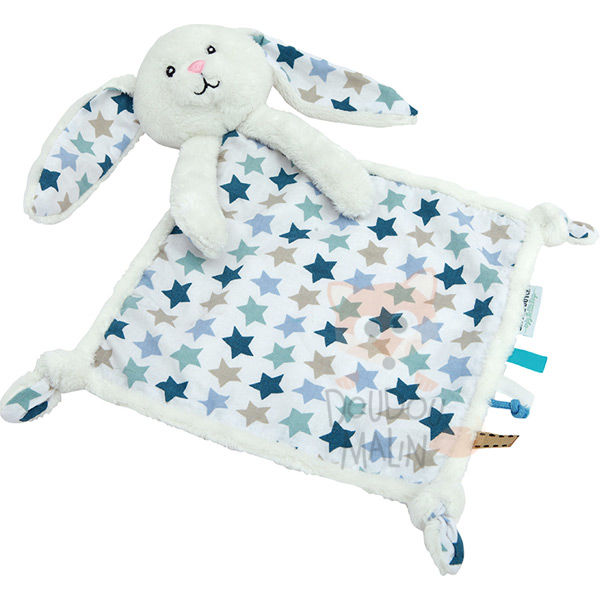 baby comforter rabbit blue white star 